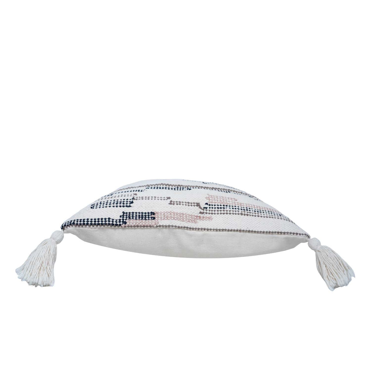 Handmade Woven Cotton Cushion Cover with Tassels | Boho Multi-Stripe Decorative Throw Pillow Cover | 45 x 45 cm (18x18 Inch) - Bulk manufacturer & supplier from Panipat, India