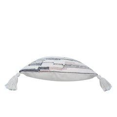 Handmade Woven Cotton Cushion Cover with Tassels | Boho Multi-Stripe Decorative Throw Pillow Cover | 45 x 45 cm (18x18 Inch)