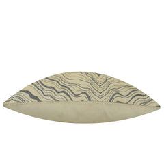 Modern Machine Embroidered Cotton Cushion Cover 45x45 cm | Abstract Wave Pattern | Decorative Throw Pillow Cover with Concealed Zipper | Beige & Charcoal