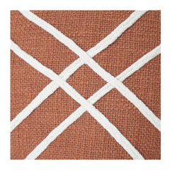 35x50 cm Hand Embroidered Cotton Cushion Cover | Geometric Line Design | Rust Brown Decorative Pillow Cover with Hidden Zip