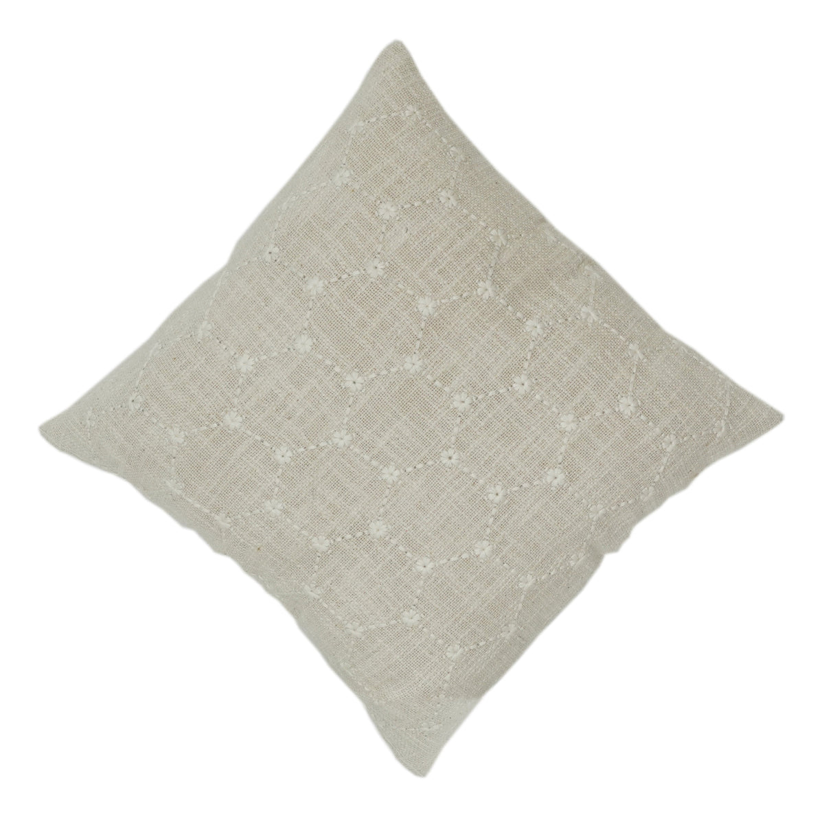 Off-White Geometric Embroidered Cotton Cushion Cover | Minimal Textured Throw Pillow | Neutral Home Decor | 18x18 Inch - Bulk manufacturer & supplier from Panipat, India
