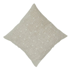 Off-White Geometric Embroidered Cotton Cushion Cover | Minimal Textured Throw Pillow | Neutral Home Decor | 18x18 Inch