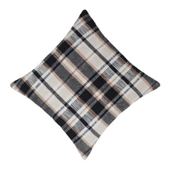Handwoven Cotton Plaid Cushion Cover 45x45 cm | Black, Beige & Ivory Checkered Decorative Throw Pillow Cover | Modern Farmhouse Home Décor