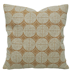 Embroidered Cotton Cushion Cover 45x45 cm | Geometric Circle Pattern Decorative Throw Pillow Cover | Beige & Ivory | Hidden Zipper | Sofa, Bed & Living Room Décor