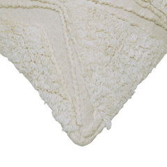 Handcrafted Tufted Embroidered Cotton Cushion Cover – Ivory Geometric Diamond Pattern, 45 x 45 cm