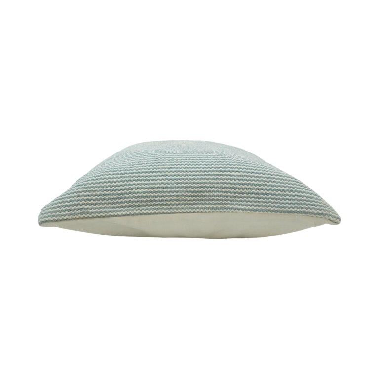Handwoven Aqua Stripe Cotton Cushion Cover – 45x45 cm | Textured Woven Decorative Pillow Cover - Bulk manufacturer & supplier from Panipat, India