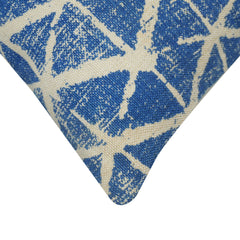 Modern Geometric Printed Cotton Cushion Cover 45x45 cm | Blue & Ivory Abstract Pattern | Decorative Throw Pillow Cover with Hidden Zipper