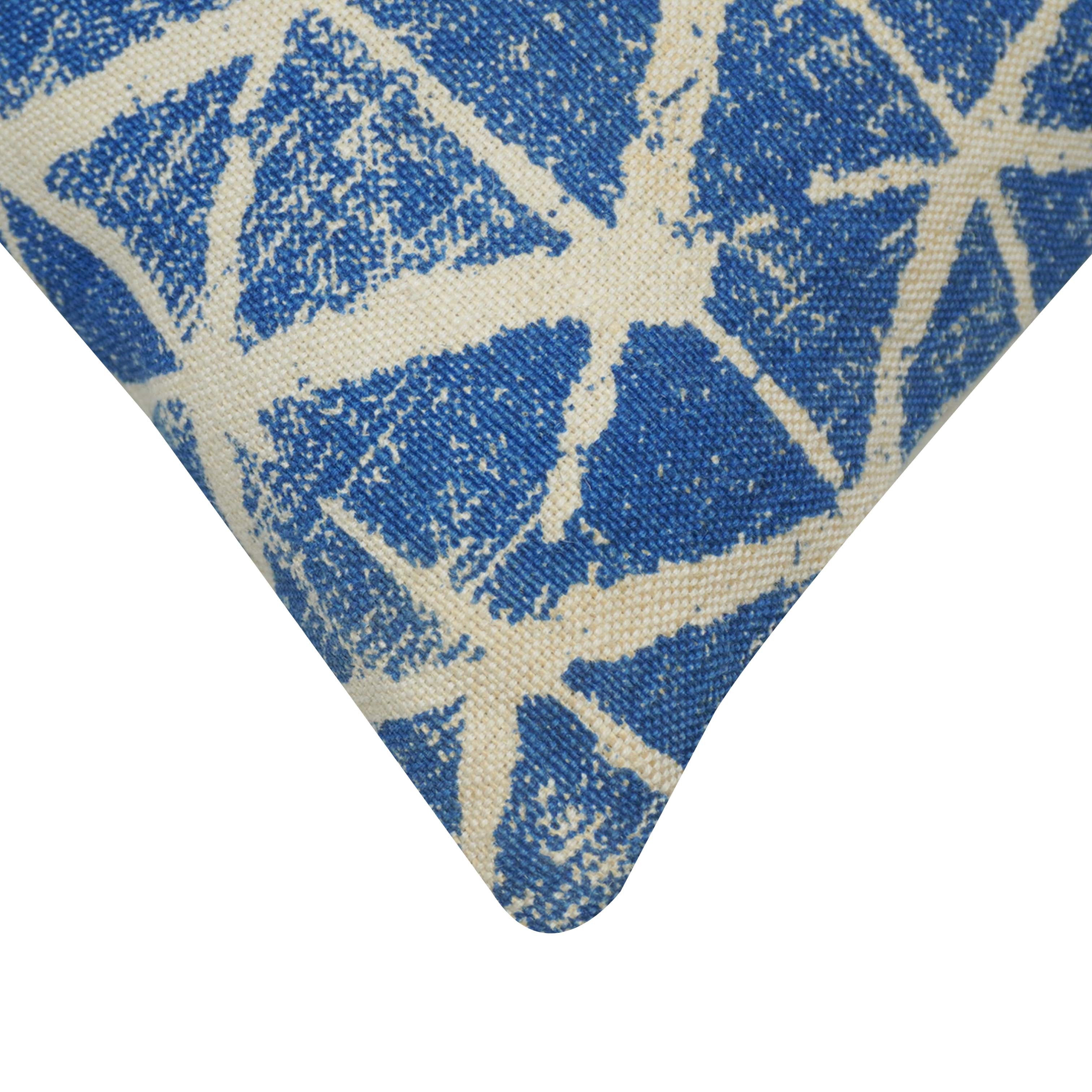 Modern Geometric Printed Cotton Cushion Cover 45x45 cm | Blue & Ivory Abstract Pattern | Decorative Throw Pillow Cover with Hidden Zipper