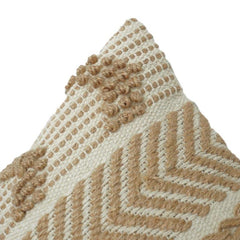 Handgewebter Jute-Baumwoll-Kissenbezug mit strukturiertem Chevron- und getuftetem Streifen-Design | Boho-neutraler Dekokissenbezug (45x45 cm)
