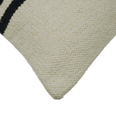 Handwoven Ivory & Black Striped Cotton Cushion Cover – 45 x 45 cm