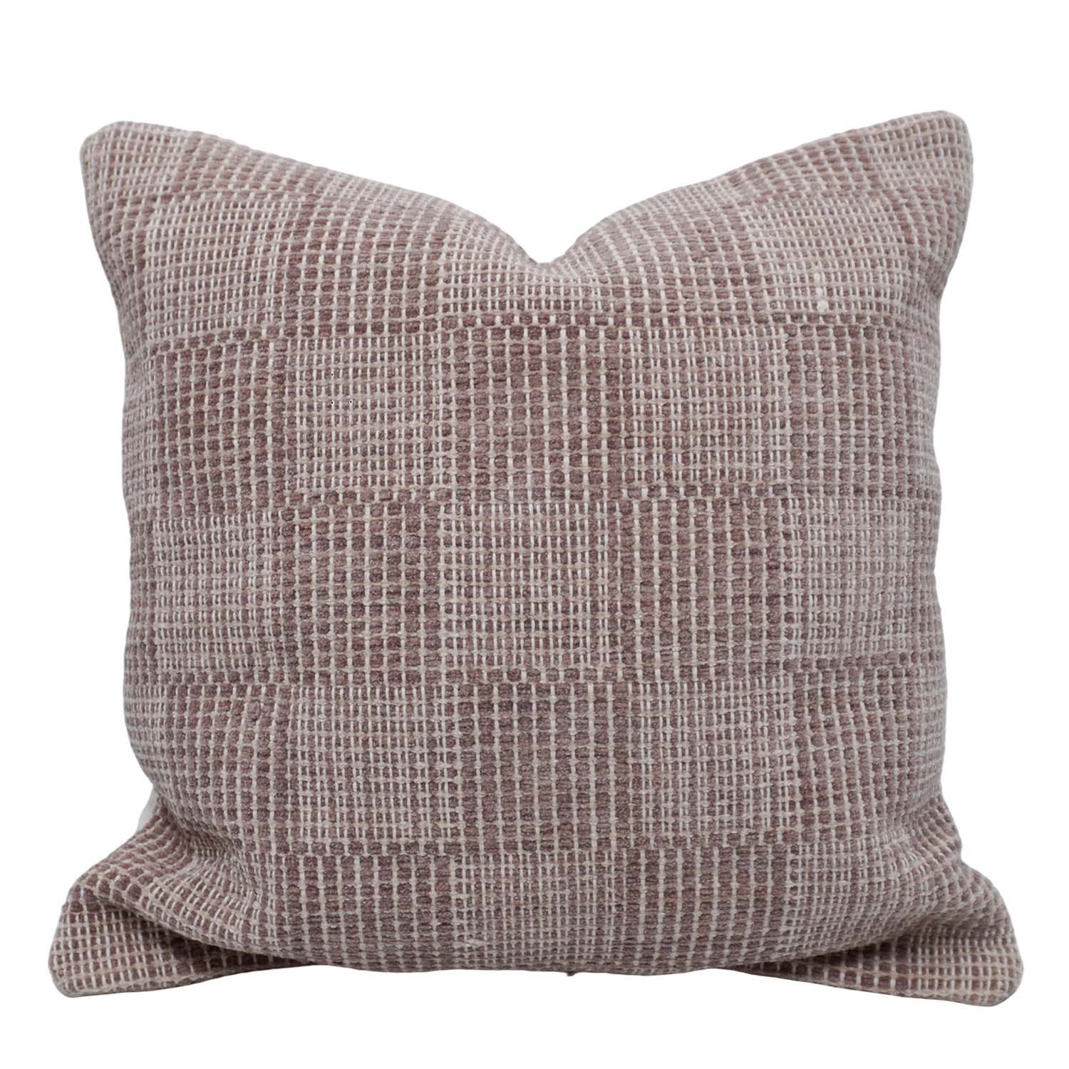 Handwoven Cotton Cushion Cover 45x45 cm | Textured Check Pattern Decorative Throw Pillow Cover | Soft Woven Cushion Cover with Concealed Zipper