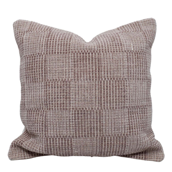 Handwoven Cotton Cushion Cover 45x45 cm | Textured Check Pattern Decorative Throw Pillow Cover | Soft Woven Cushion Cover with Concealed Zipper