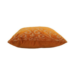 Mustard Orange Embroidered Cushion Cover | Floral Vine Pattern Cotton Cushion | 45x45 cm Decorative Pillow Cover