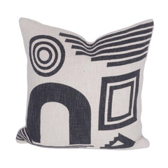 Modern Abstract Geometric Printed Cotton Cushion Cover 45x45 cm | Black & Ivory Decorative Throw Pillow Cover