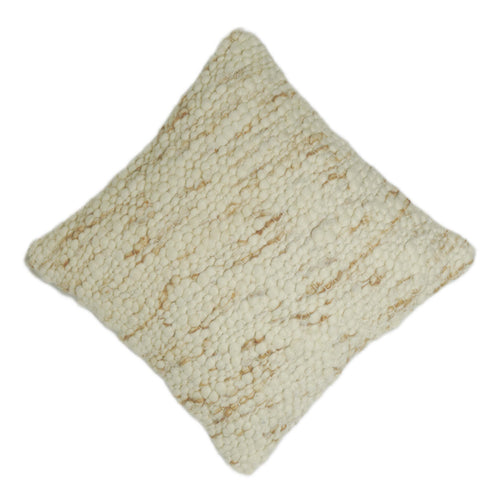 **Handwoven Ivory Textured Cushion Cover 45x45 cm – Natural Boho Woven Throw Pillow Cover**