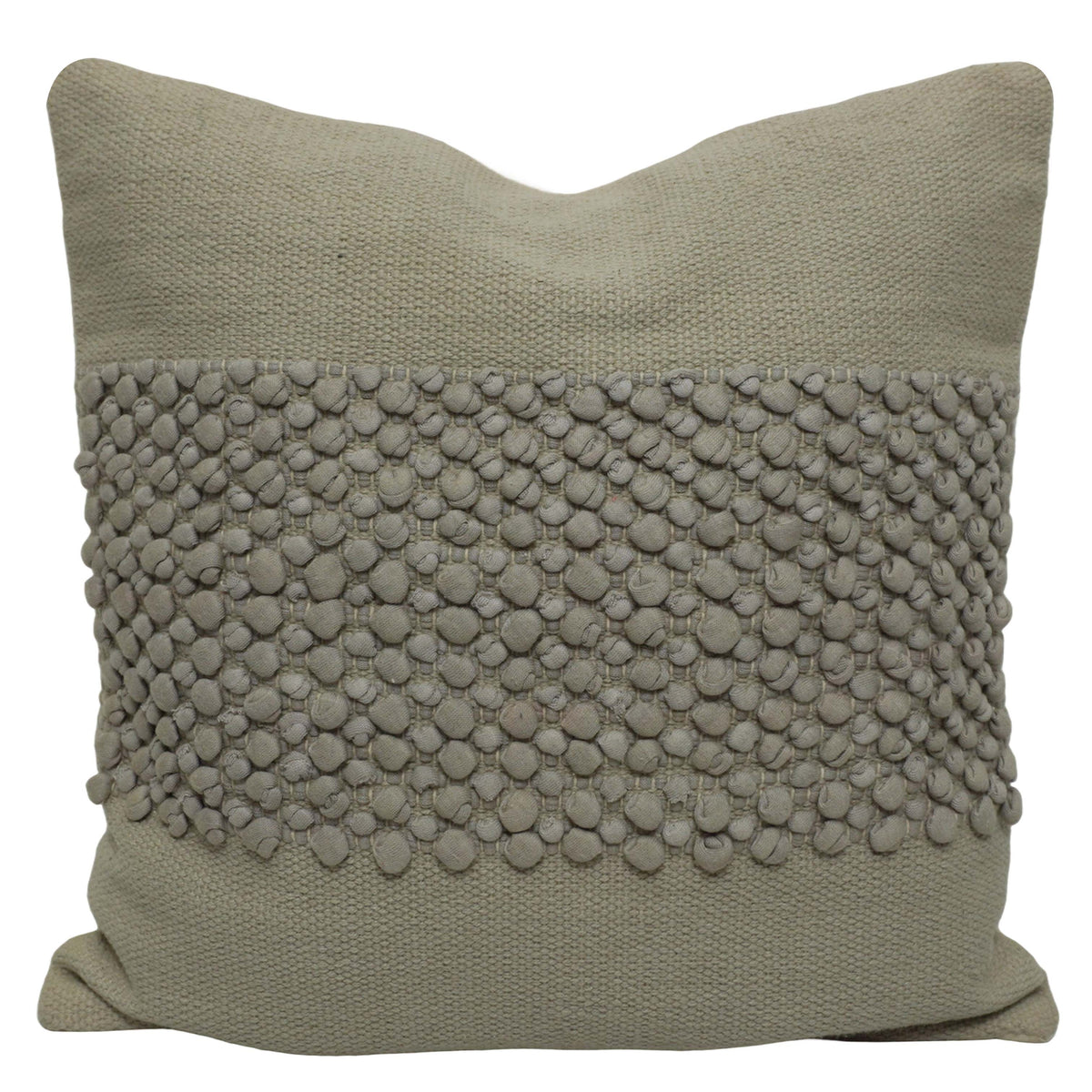 Handwoven Cotton Textured Cushion Cover 45x45 cm | Artisan Bubble Weave Decorative Throw Pillow Cover | Hidden Zipper | Natural Beige