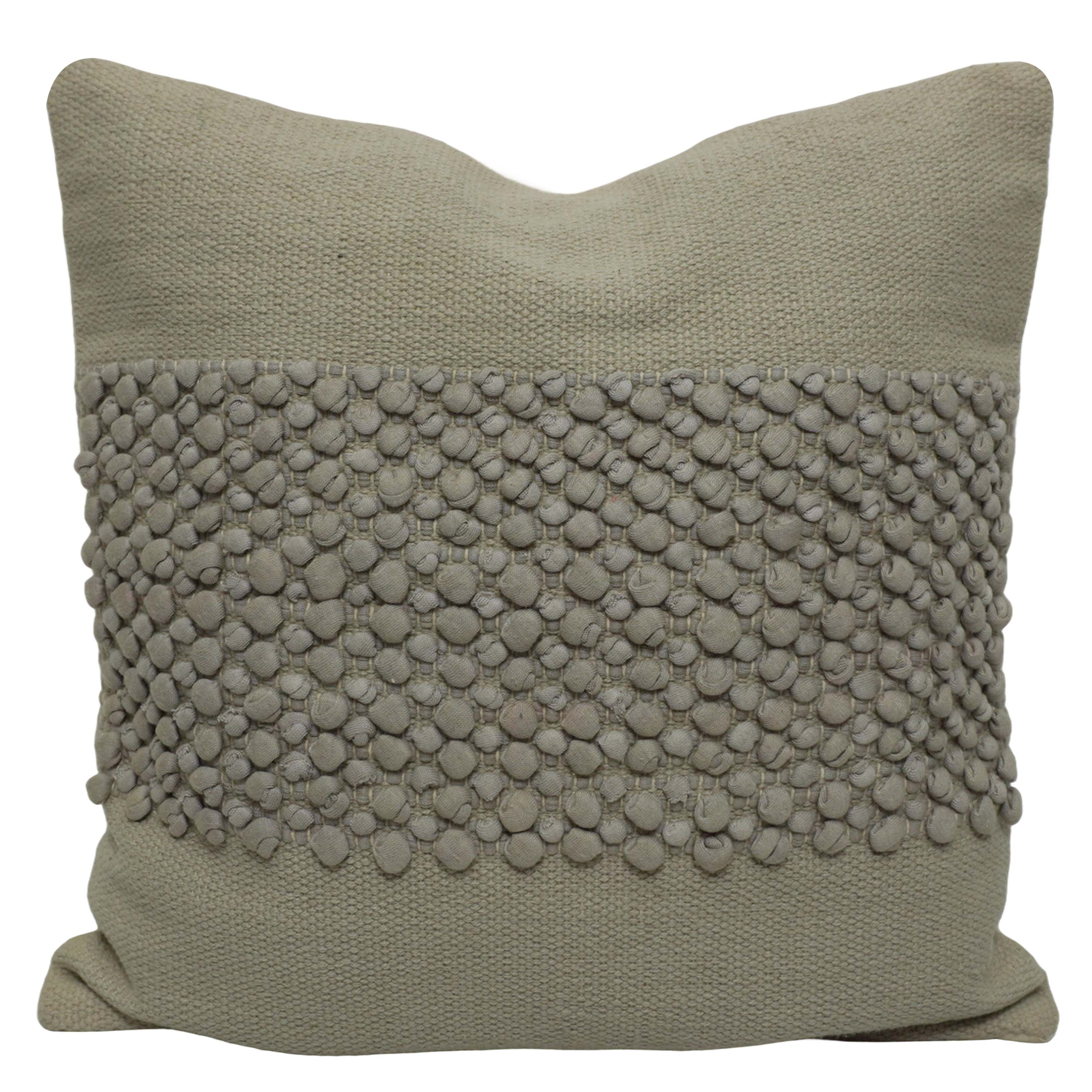 Handwoven Cotton Textured Cushion Cover 45x45 cm | Artisan Bubble Weave Decorative Throw Pillow Cover | Hidden Zipper | Natural Beige