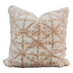 Tufted Cotton Cushion Cover 45x45 cm | Geometric Boho Throw Pillow Cover | Cream & Beige Textured Cushion