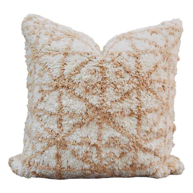 Tufted Cotton Cushion Cover 45x45 cm | Geometric Boho Throw Pillow Cover | Cream & Beige Textured Cushion