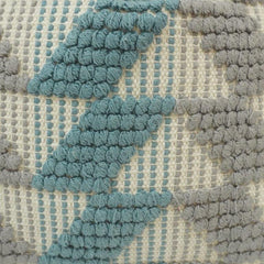 Handwoven Geometric Textured Cotton Cushion Cover – Blue & Grey | 45x45 cm