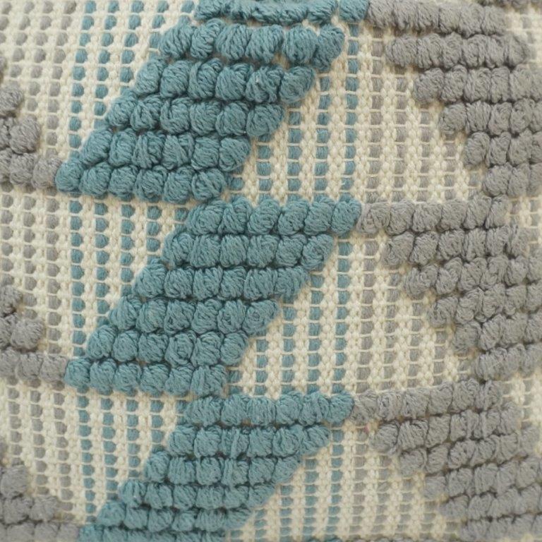 Handwoven Geometric Textured Cotton Cushion Cover – Blue & Grey | 45x45 cm