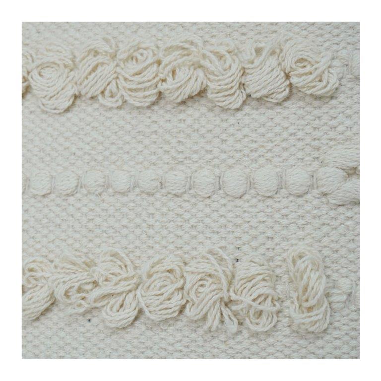 Handwoven Textured Cotton Cushion Cover with Tufted Boho Pattern | Neutral Cream Throw Pillow Case | 18x18 Inch