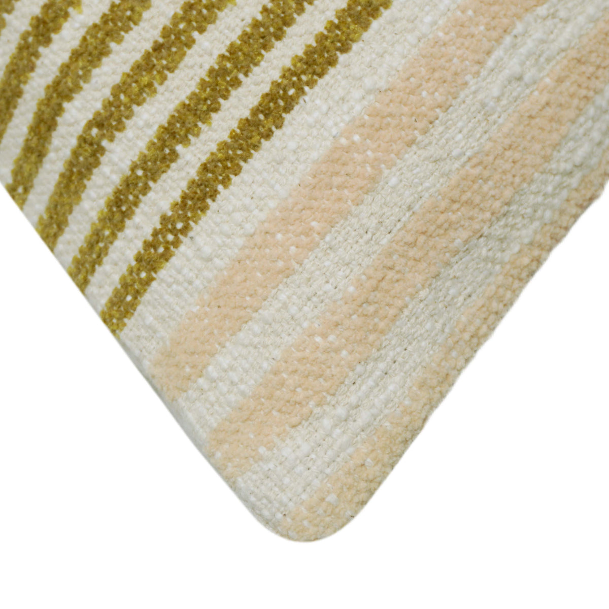 Handwoven Striped Cushion Cover 35 x 50 cm | Beige & Olive Green Decorative Cushion Cover