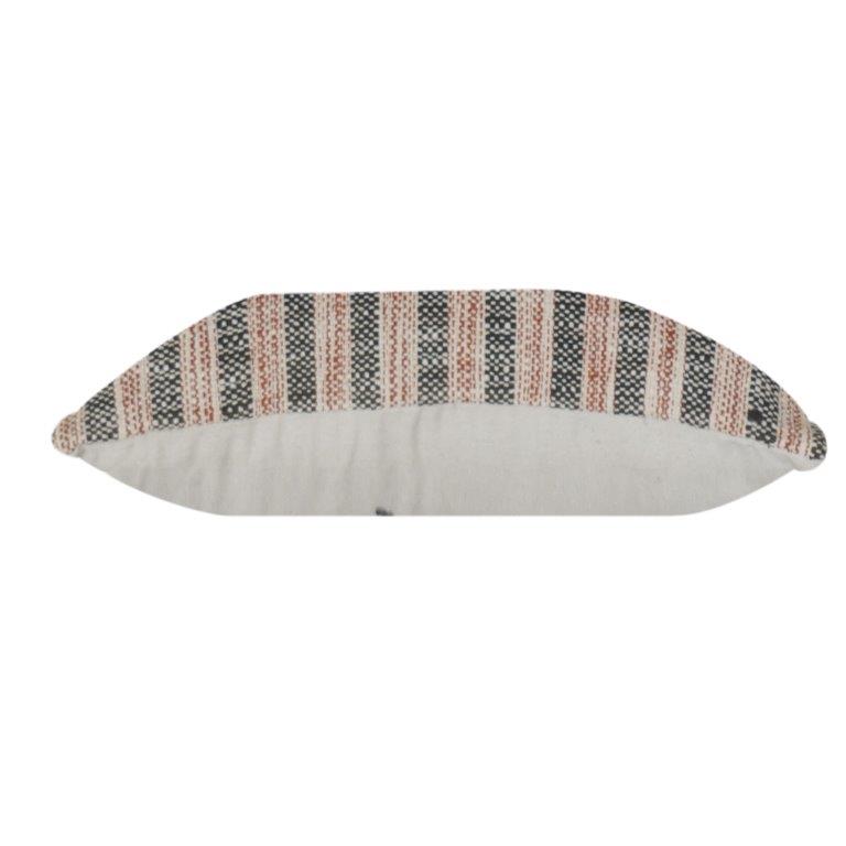 Handwoven Striped Cotton Cushion Cover | Textured Boho Neutral Pillow Case | 18x18 Inch Decorative Throw Cushion