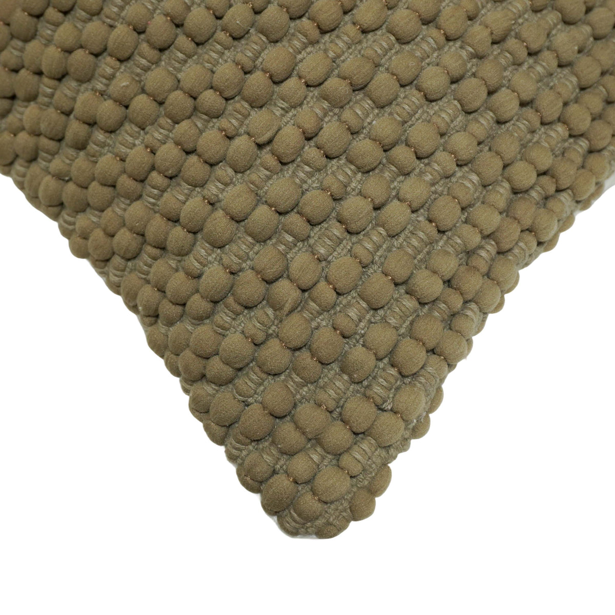 Handwoven Polyester Bobble Textured Cushion Cover 45x45 cm | Modern Decorative Throw Pillow Cover with Concealed Zipper | Olive Green