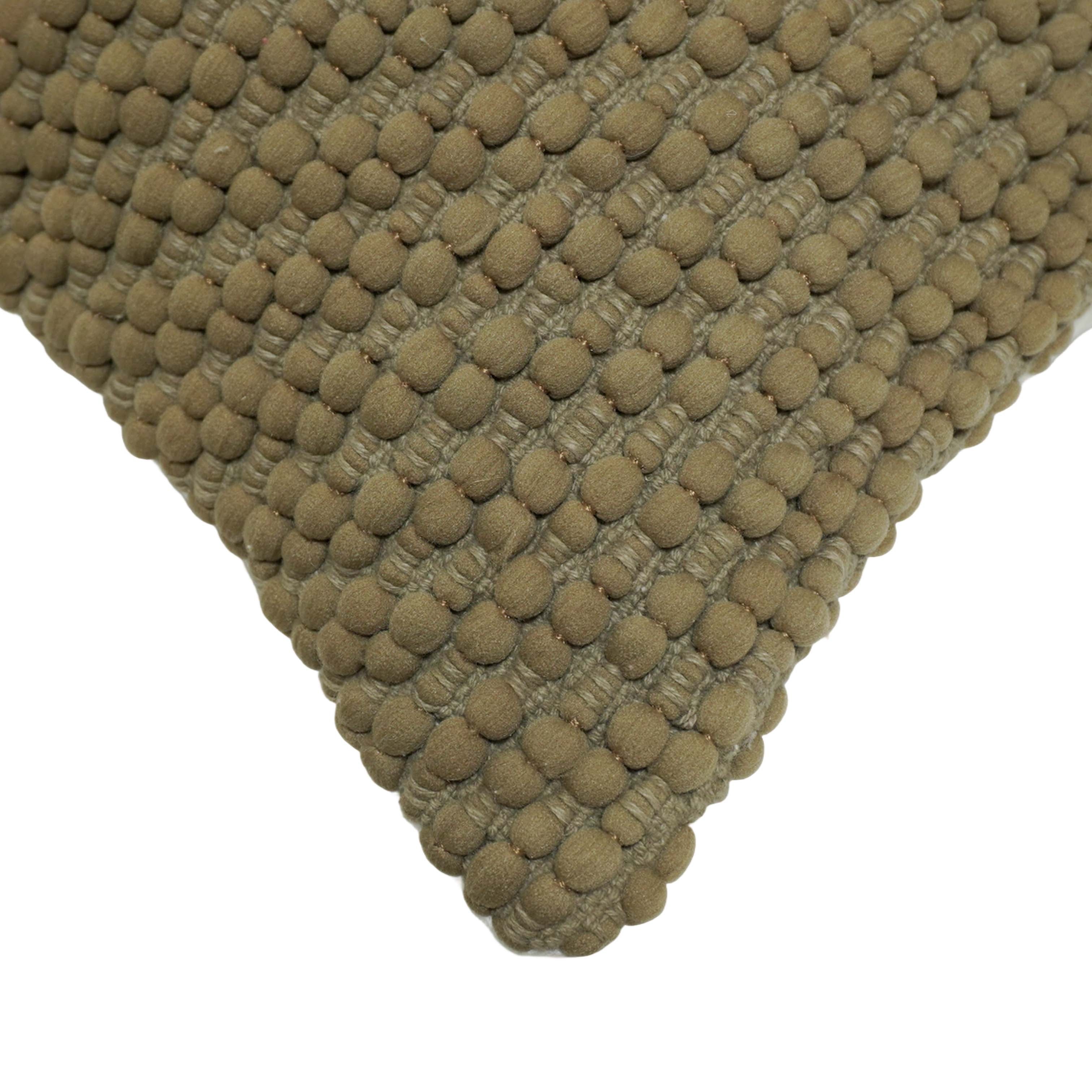 Handwoven Polyester Bobble Textured Cushion Cover 45x45 cm | Modern Decorative Throw Pillow Cover with Concealed Zipper | Olive Green