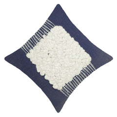 Handwoven Navy & Ivory Textured Cotton Cushion Cover – 45 x 45 cm