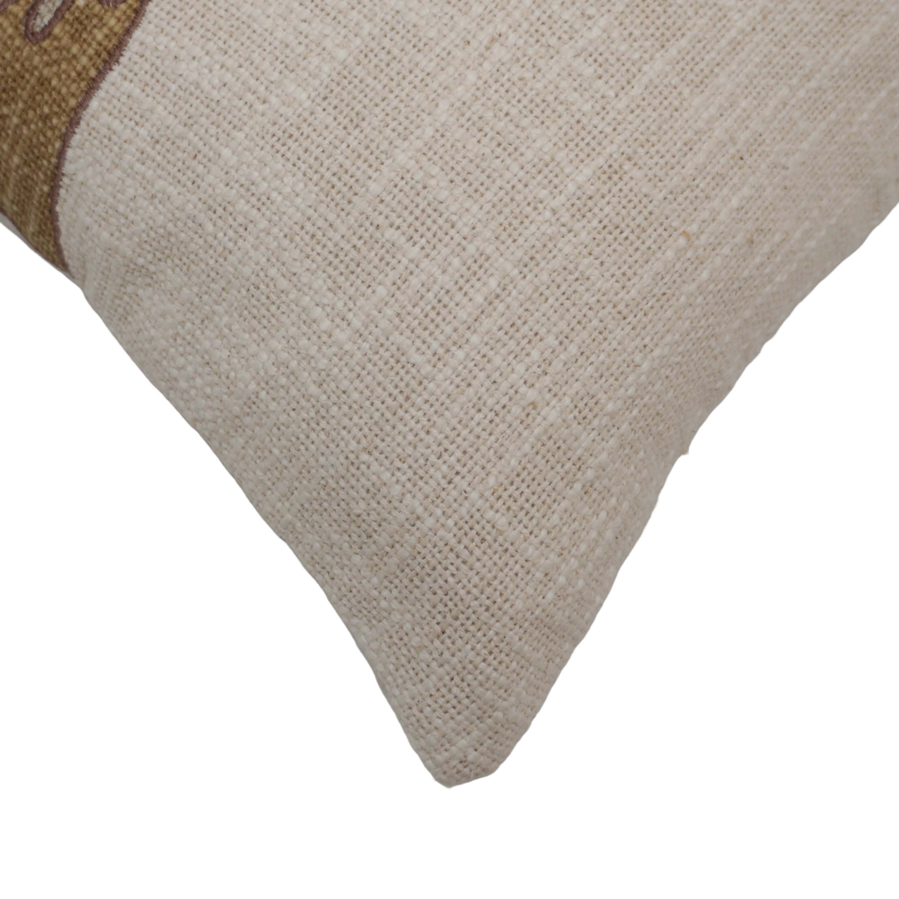 Printed Deer Cushion Cover 45x45 cm | Rustic Nature-Inspired Cotton Cushion Cover | Decorative Throw Pillow Cover with Concealed Zip