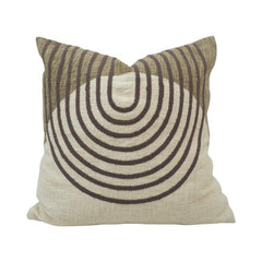 Modern Geometric Arch Embroidered & Printed Cotton Cushion Cover 45x45 cm | Abstract Circle Pattern Decorative Pillow Cover
