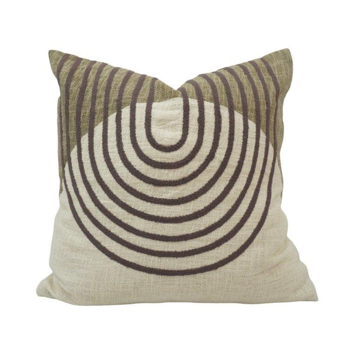 Ivory, Taupe & Charcoal Arch-Pattern Cotton Cushion Cover 45x45 cm
