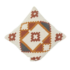 Geometrischer Tribal bestickter Baumwoll-Kissenbezug | Boho Azteken Muster | Handgemachter Dekokissenbezug 45x45 cm