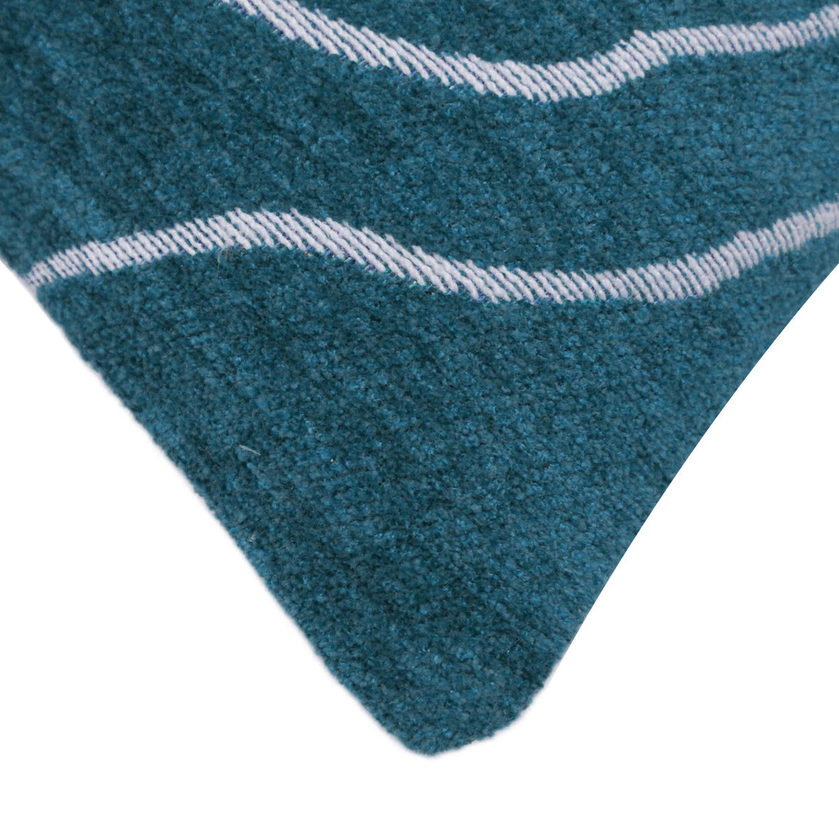 Teal Blue Jacquard Cushion Cover with Abstract Wave Pattern – 45 x 45 cm