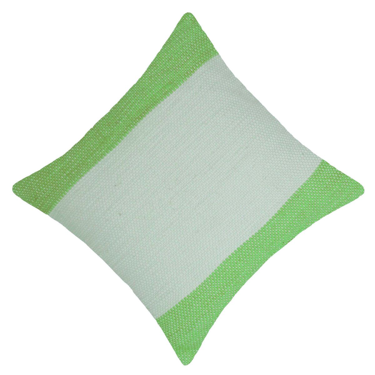 Handwoven Green & Ivory Textured Cushion Cover – 45 x 45 cm