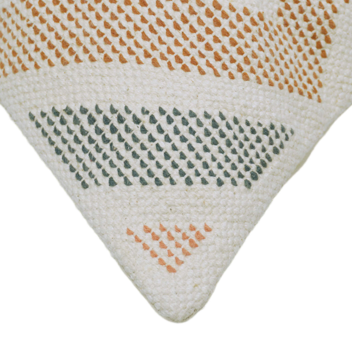 Multicolor geometric diamond embroidered cotton cushion cover 45x45 cm