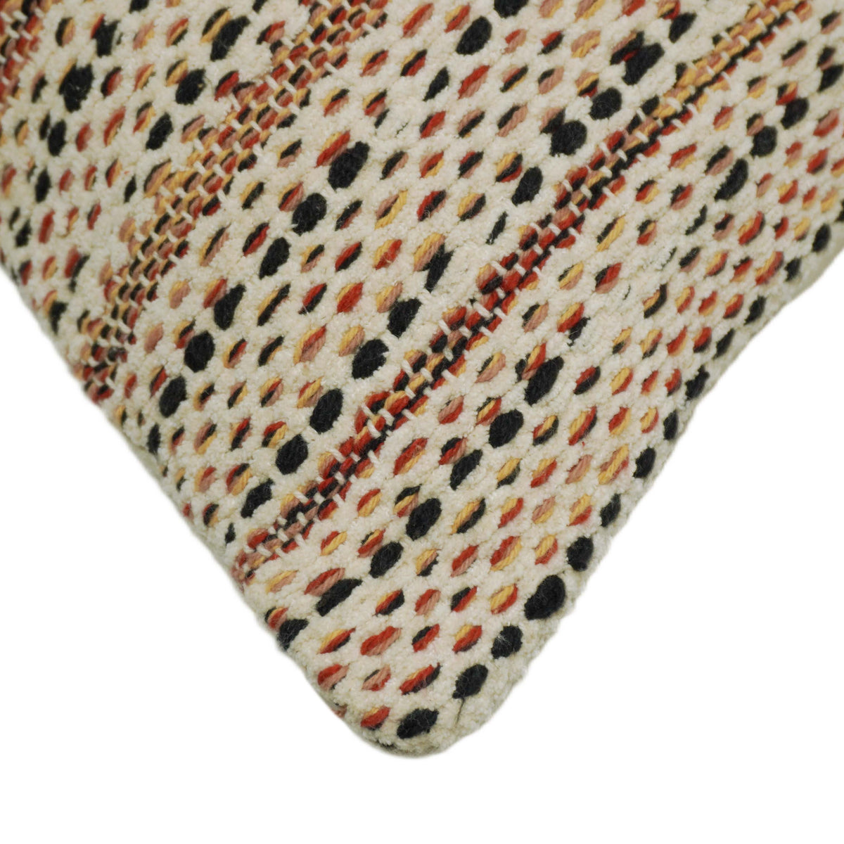 Multicolor geometric striped textured handwoven cushion cover 45x45 cm