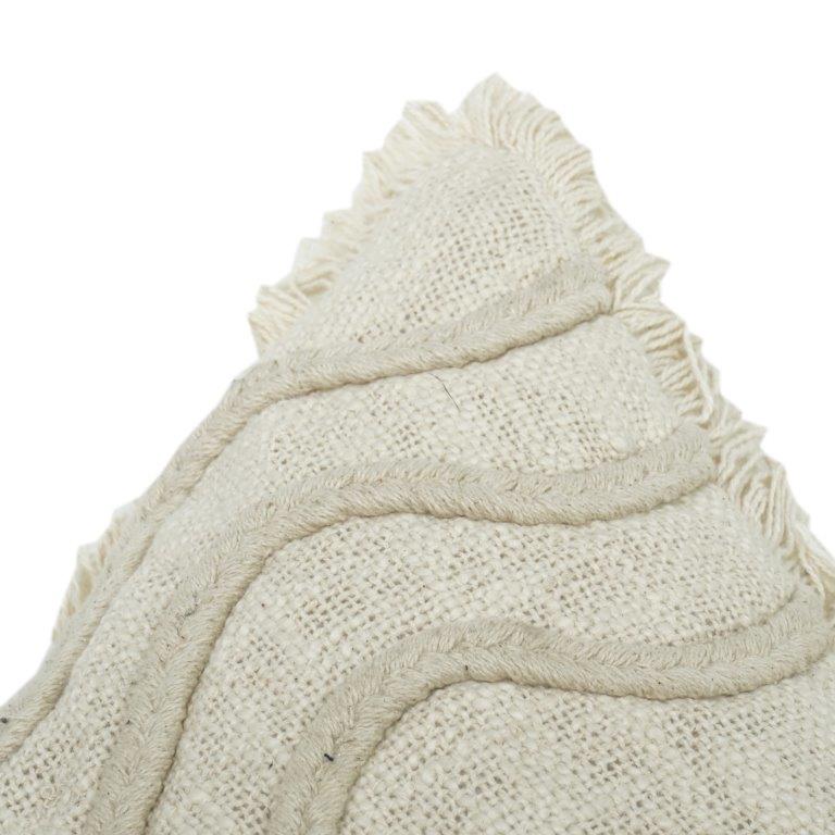 Housse de coussin en coton brodé Vague Neutre | Taie d'oreiller minimaliste bohème texturée | Coussin décoratif beige 45x45 cm - Bulk manufacturer & supplier from Panipat, India