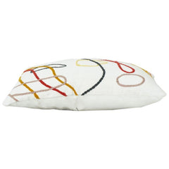 Housse de Coussin en Coton Brodé Lignes Abstraites – Design Artistique Multicolore (35 x 50 cm)