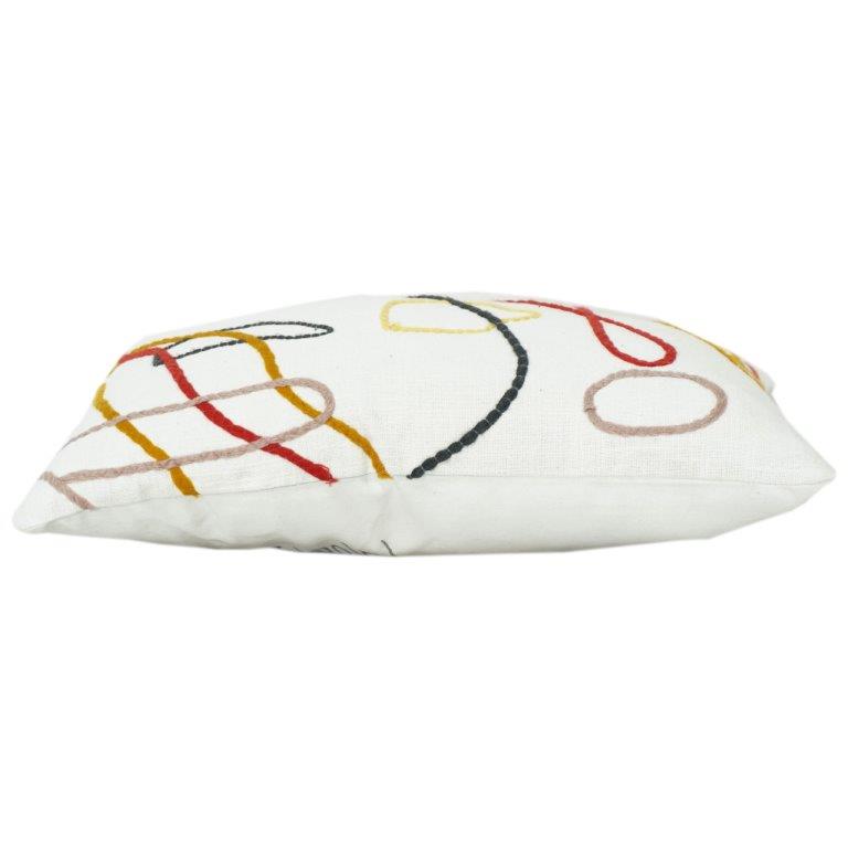 Abstract Line Embroidered Cotton Cushion Cover – Multicolor Artistic Design (35 x 50 cm)