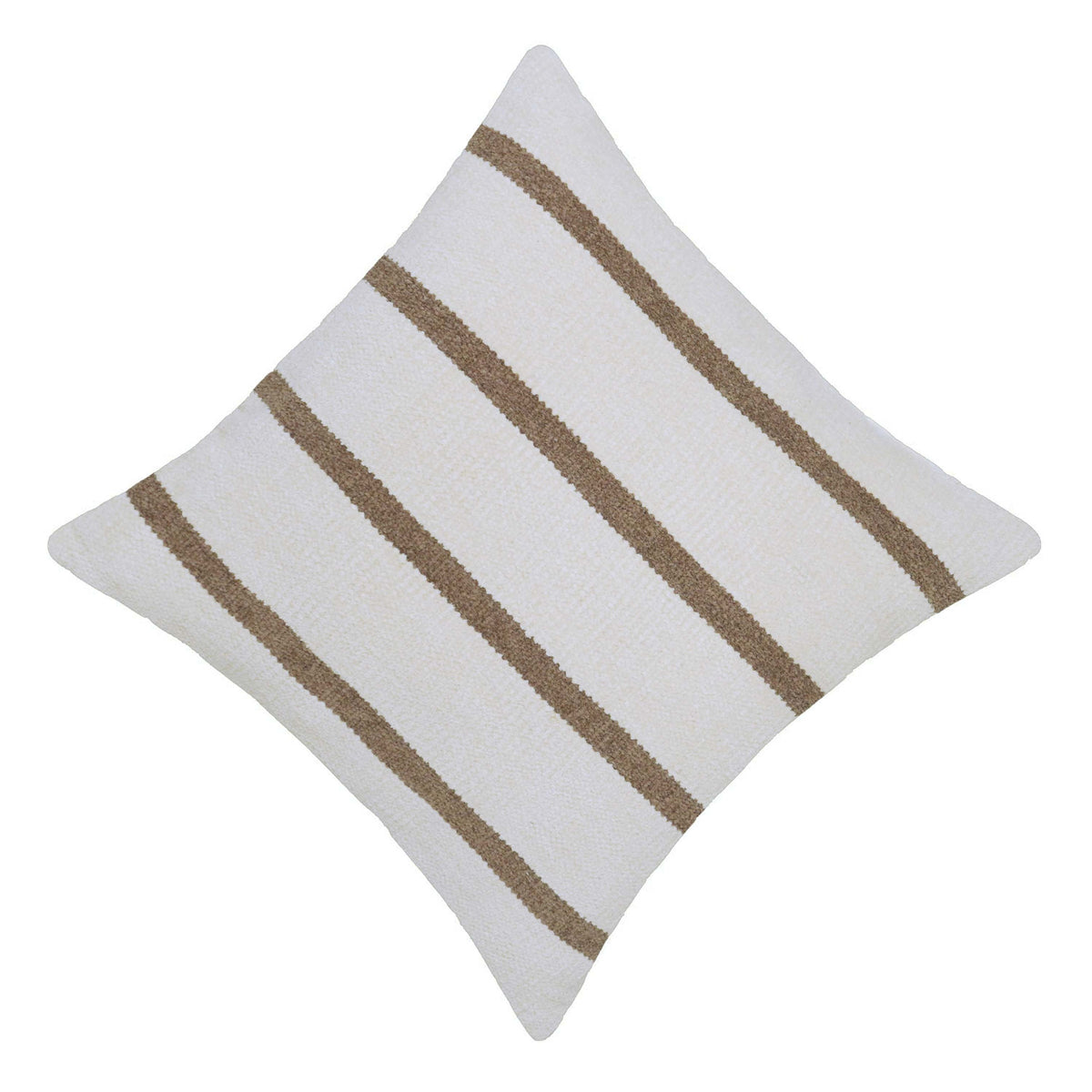 Handwoven Beige Striped Cushion Cover 45x45 cm – Cream & Natural Textured Cushion