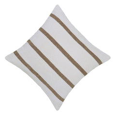 Handwoven Beige Striped Cushion Cover 45x45 cm – Cream & Natural Textured Cushion