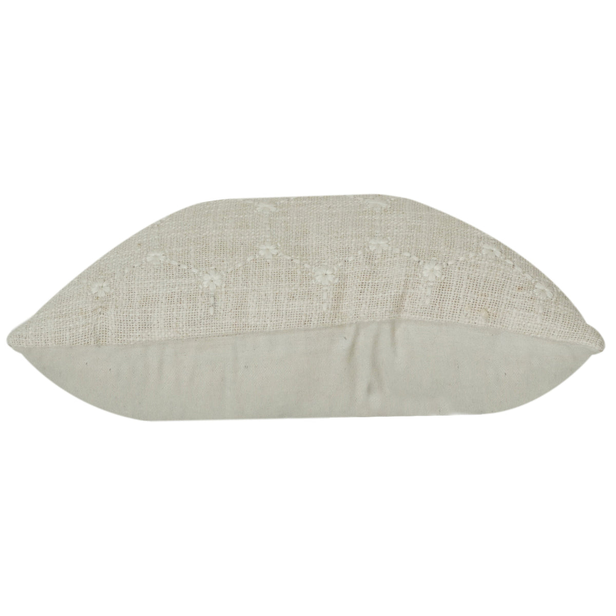 Off-White Geometric Embroidered Cotton Cushion Cover | Minimal Textured Throw Pillow | Neutral Home Decor | 18x18 Inch - Bulk manufacturer & supplier from Panipat, India