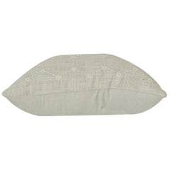 Off-White Geometric Embroidered Cotton Cushion Cover | Minimal Textured Throw Pillow | Neutral Home Decor | 18x18 Inch