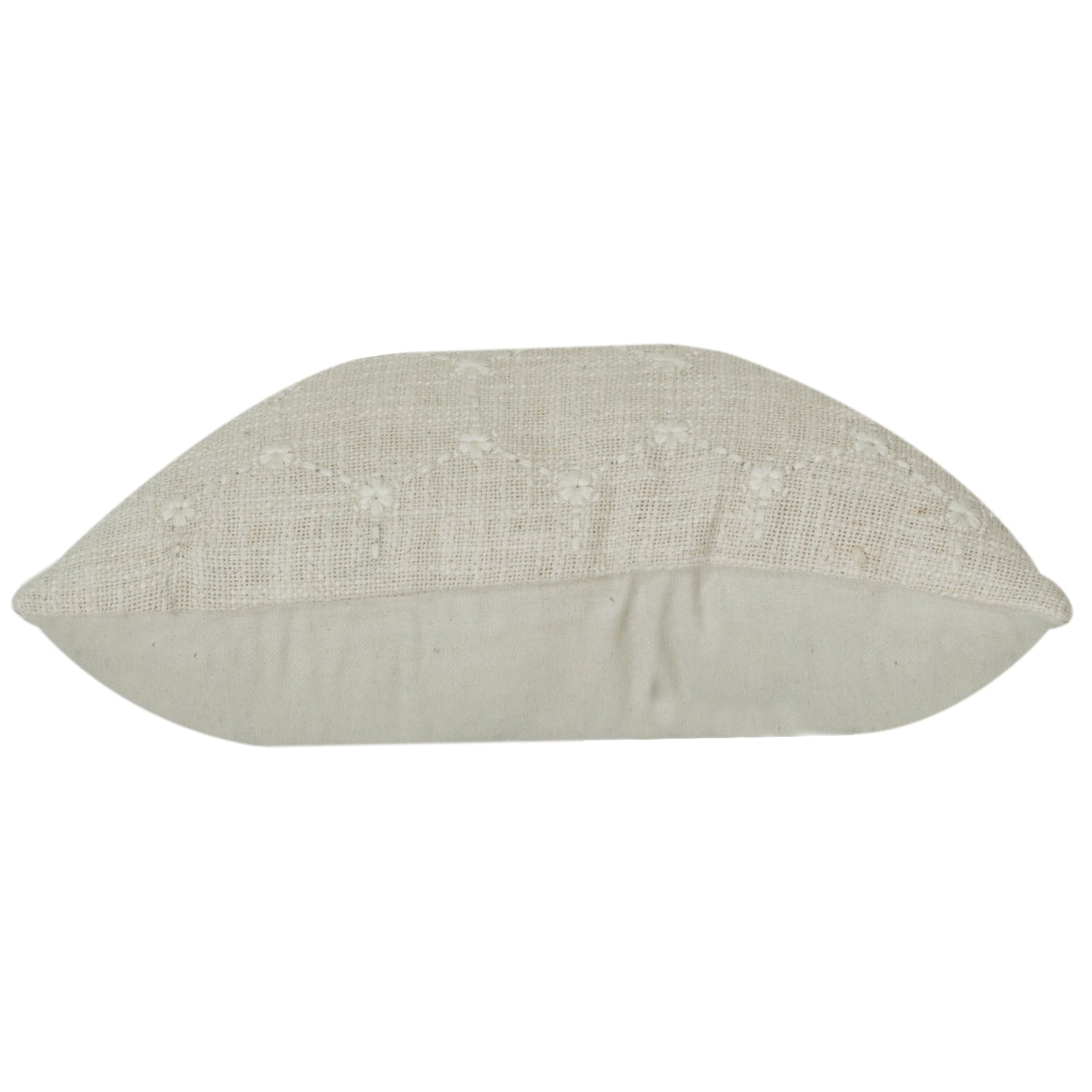 Housse de coussin en coton brodé géométrique blanc cassé | Oreiller décoratif texturé minimaliste | Décoration d'intérieur neutre | 45x45 cm