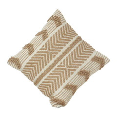 Handgewebter Jute-Baumwoll-Kissenbezug mit strukturiertem Chevron- und getuftetem Streifen-Design | Boho-neutraler Dekokissenbezug (45x45 cm)