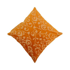 Mustard Orange Embroidered Cushion Cover | Floral Vine Pattern Cotton Cushion | 45x45 cm Decorative Pillow Cover