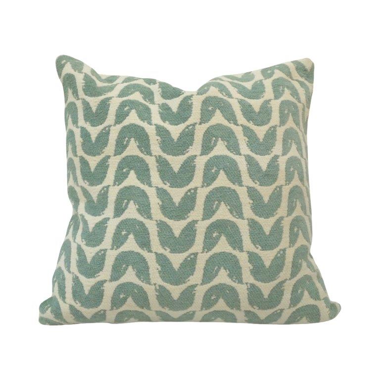 Jacquard Wave Pattern Cushion Cover – 45x45 cm | Textured Cotton Blend Decorative Pillow Cover | Sage Green & Ivory - Bulk manufacturer & supplier from Panipat, India